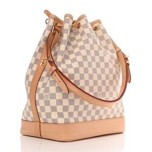 Louis Vuitton Damier Azur Noe Drawstring Hobo Bucket  Bag Large